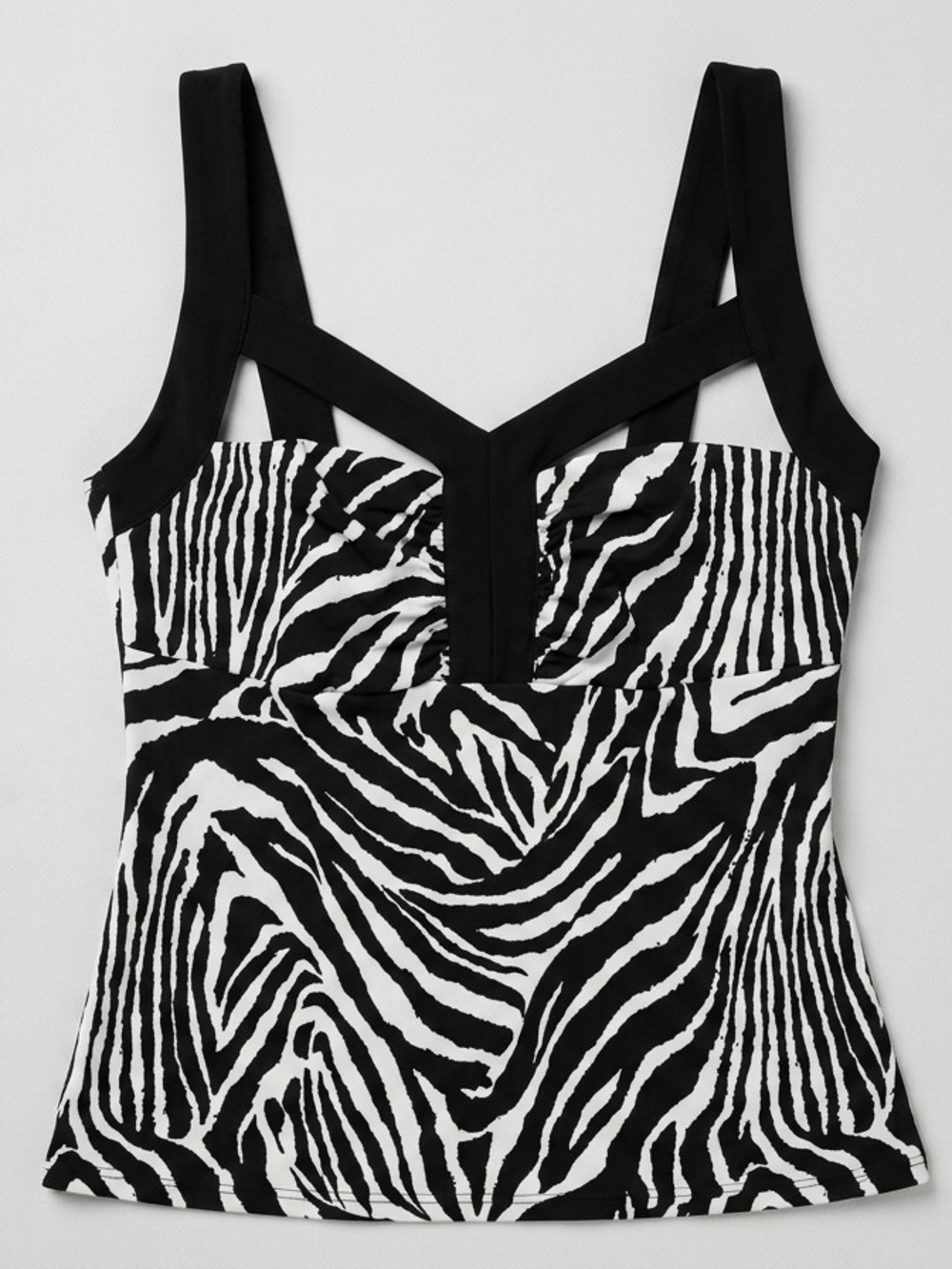Zebra Print Tank Top with Contrast Straps - Black & White